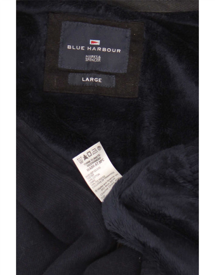 Suéter masculino Marks & Spencer Blue Harbor Cardigan grande algodão marinho