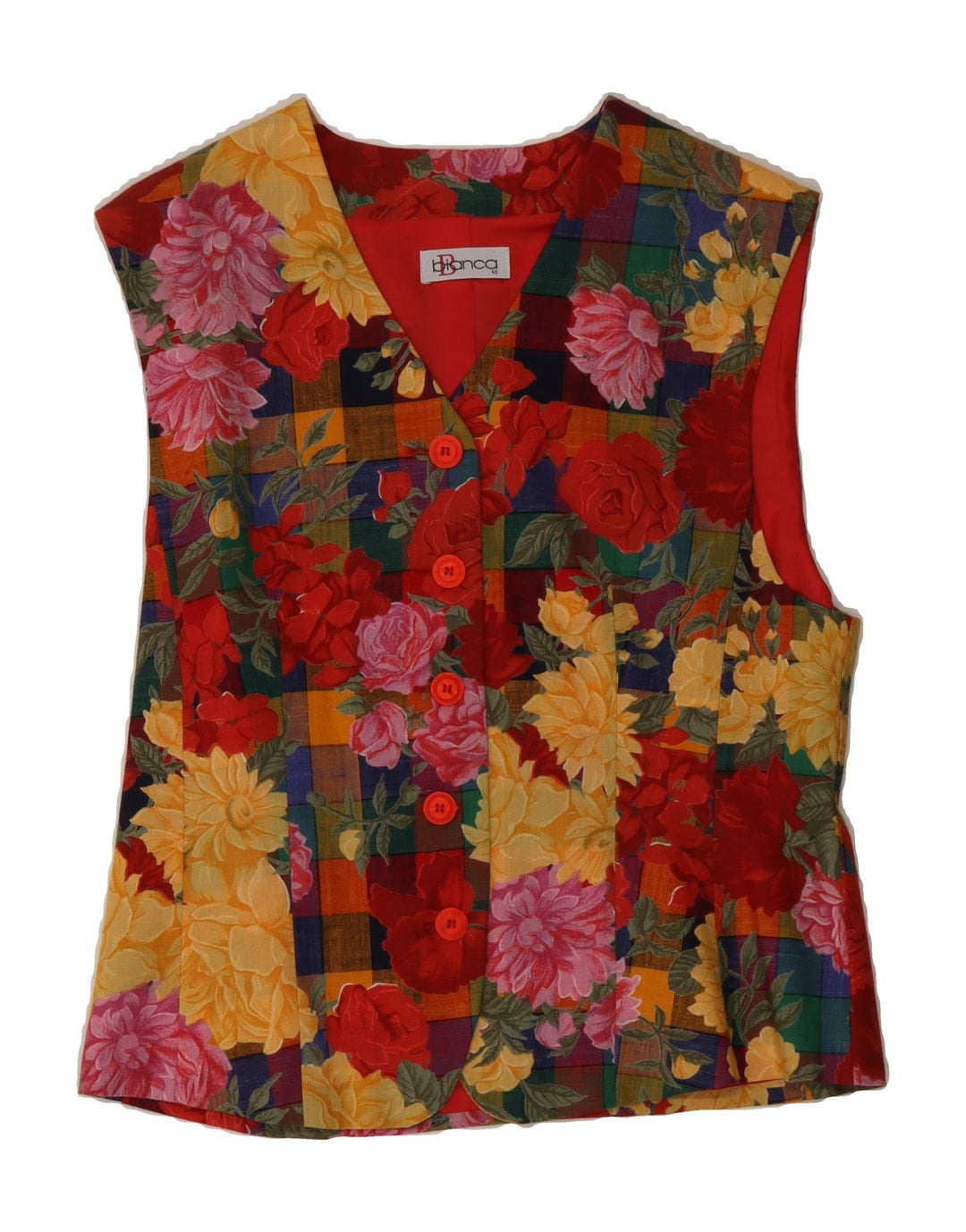 BIANCA Womens Waistcoat EU 40 Medium Multicoloured Floral Vintage Bianca and Second-Hand Bianca from Messina Hembry 