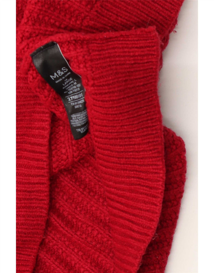 Suéter feminino Marks & Spencer grande com decote em V Reino Unido 16 grande vermelho