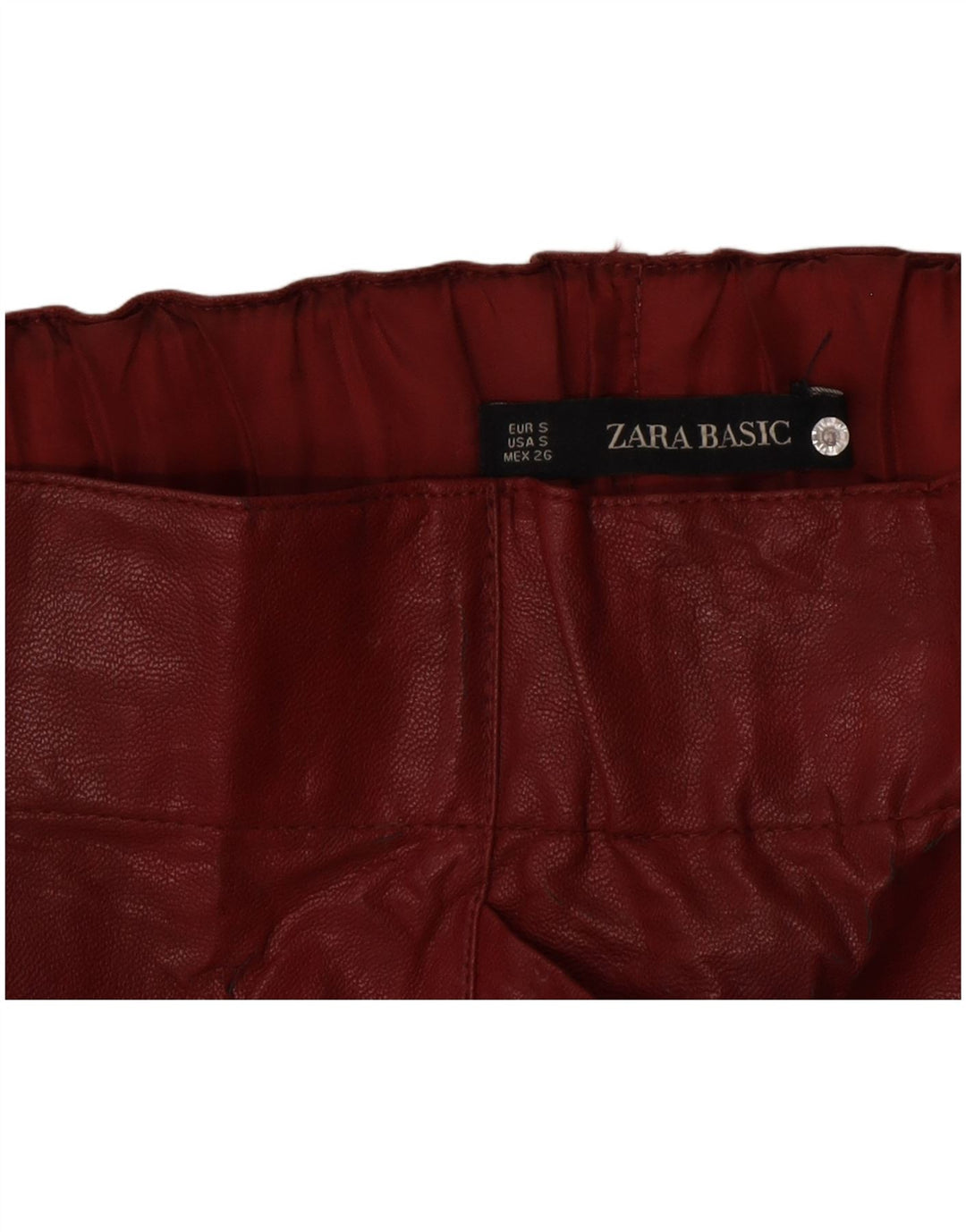 Saia feminina de couro Zara pequena W26 Borgonha
