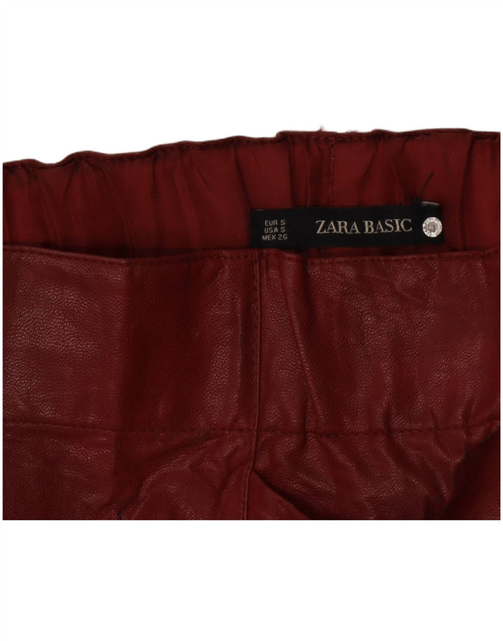 Saia feminina de couro Zara pequena W26 Borgonha