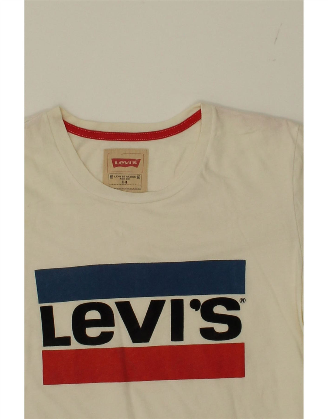 LEVI'S Boys Graphic T-Shirt Top 13-14 Years White Cotton Vintage Levi's and Second-Hand Levi's from Messina Hembry 