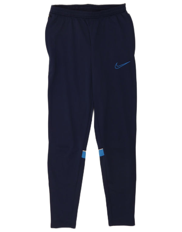 Calça de treino masculina Nike Dri Fit pequena azul marinho colorblock poliéster