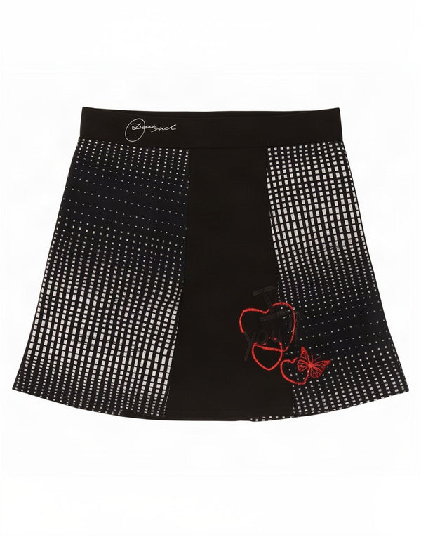 Minissaia feminina Desigual gráfica média W32 viscose geométrica preta