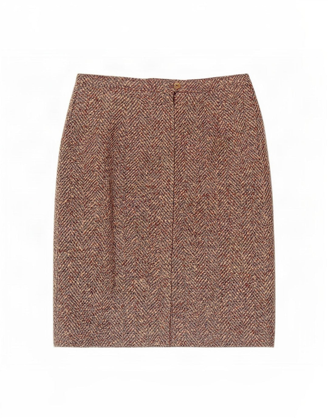 Saia lápis feminina vintage média W30 marrom espinha de peixe