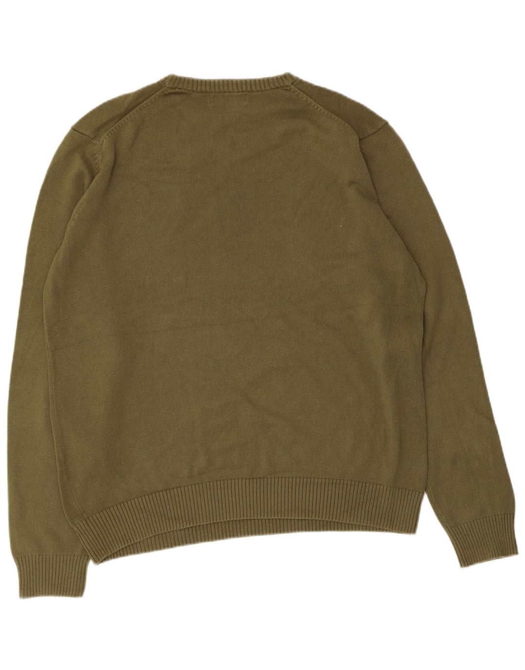 Suéter masculino Marks & Spencer Blue Harbor com gola redonda, médio cáqui