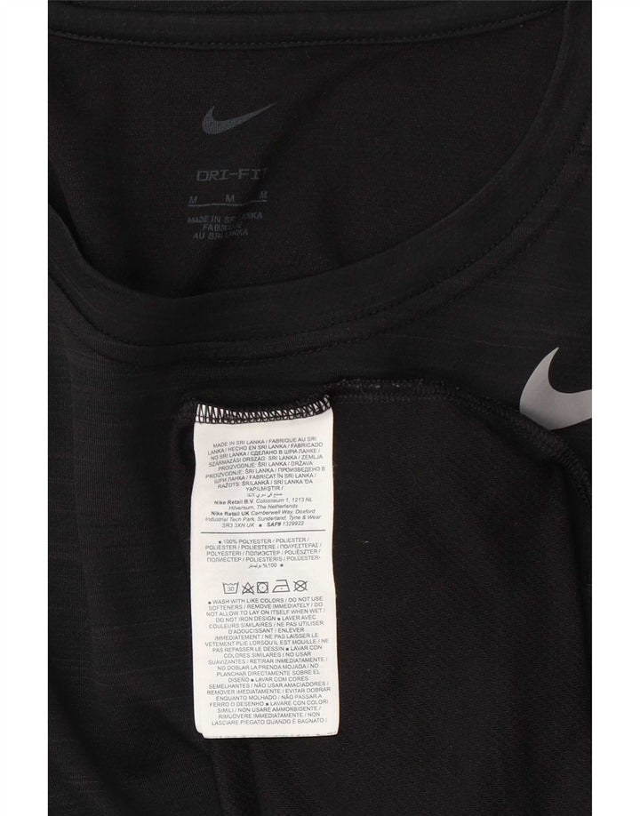 Camiseta masculina Nike Dri Fit Top médio preto manchado de poliéster