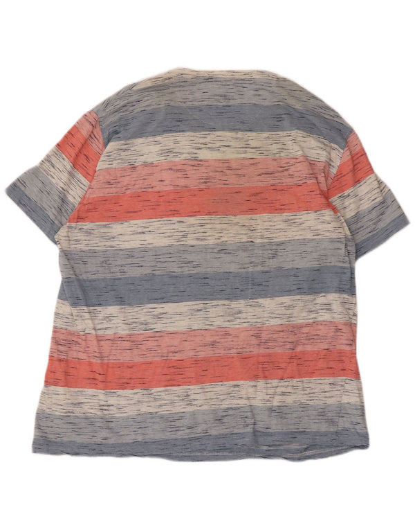 James Pringle Camiseta masculina grande de algodão listrado multicolorido