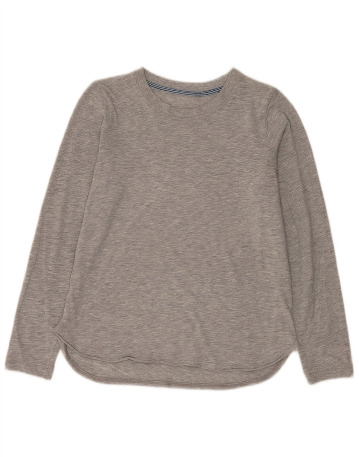 Top feminino vintage de manga comprida UK 12 cinza médio manchado