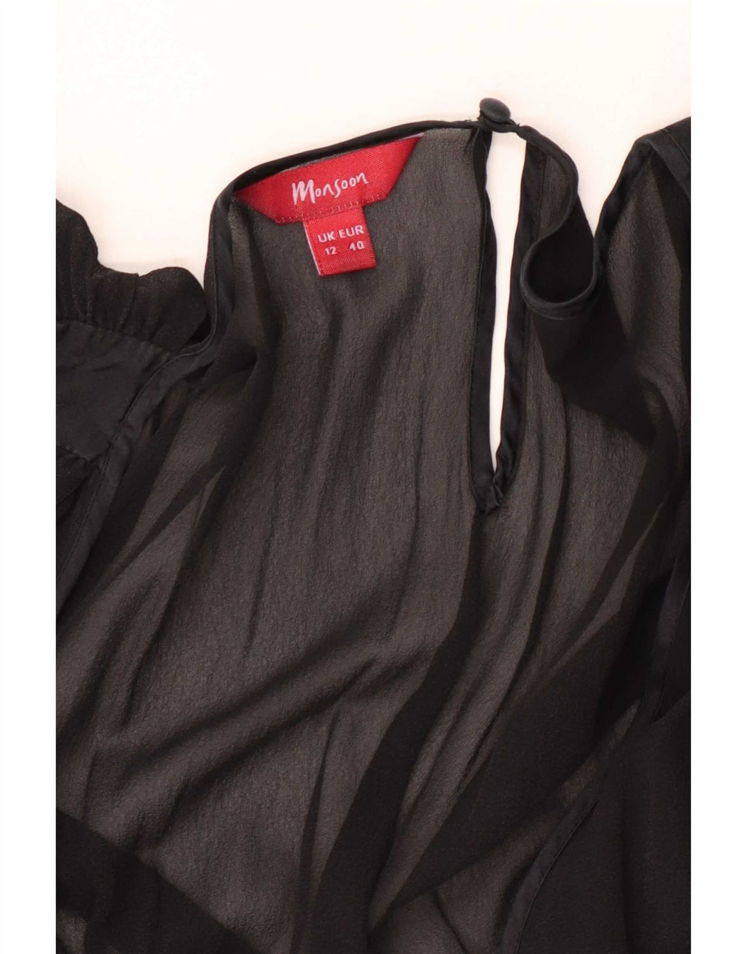 Monsoon Vestido Império Feminino Reino Unido 12 Médio Preto