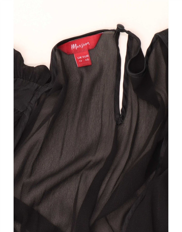 Monsoon Vestido Império Feminino Reino Unido 12 Médio Preto