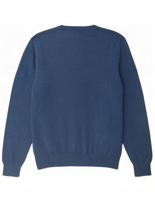 Marks & Spencer Mens V-Neck Jumper Sweater Medium Blue Cotton