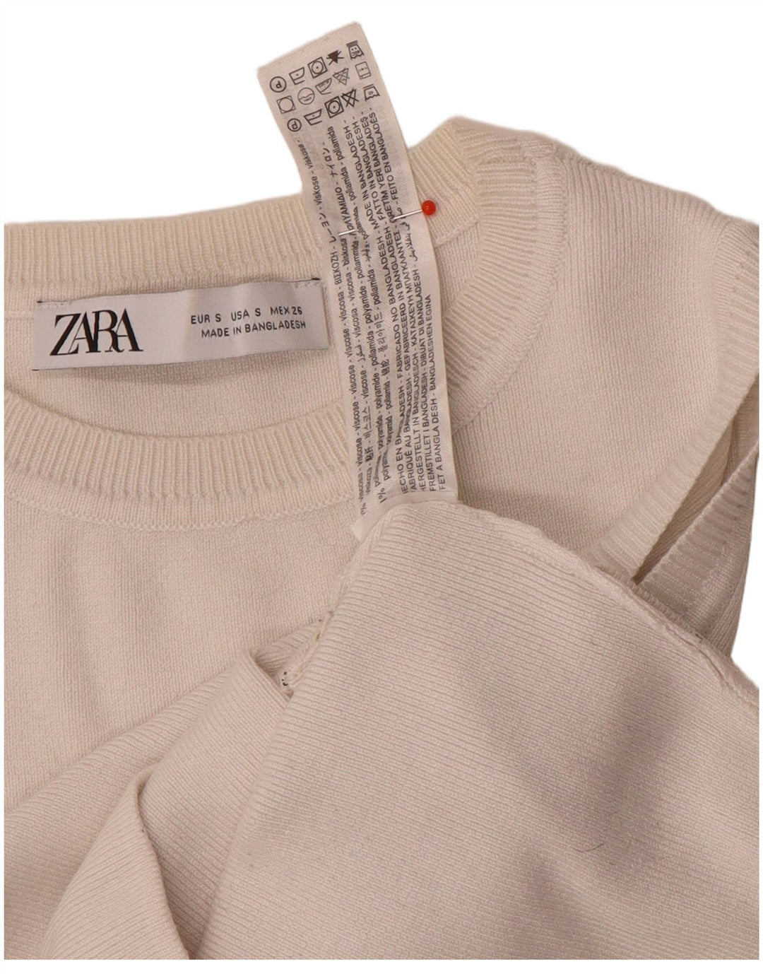 Zara Womens Crop Vest Top UK 8 Pequeno Viscose Branca