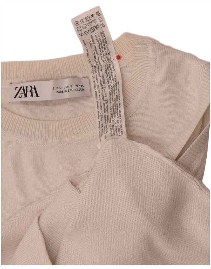 Zara Womens Crop Vest Top UK 8 Pequeno Viscose Branca