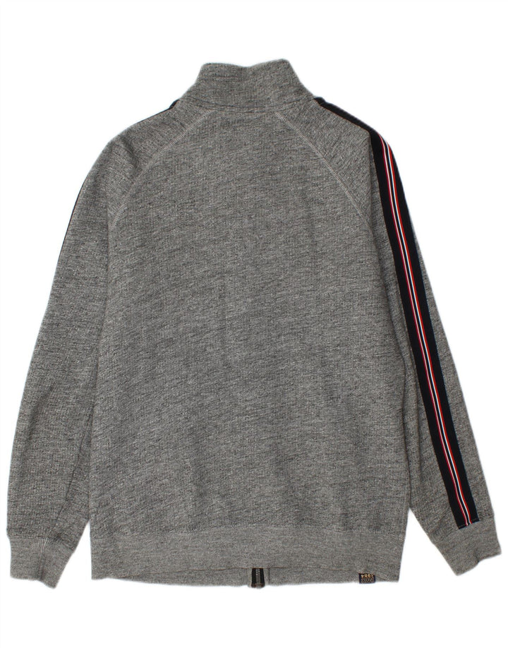 SUPERDRY Jaqueta masculina de agasalho cinza médio algodão colorblock