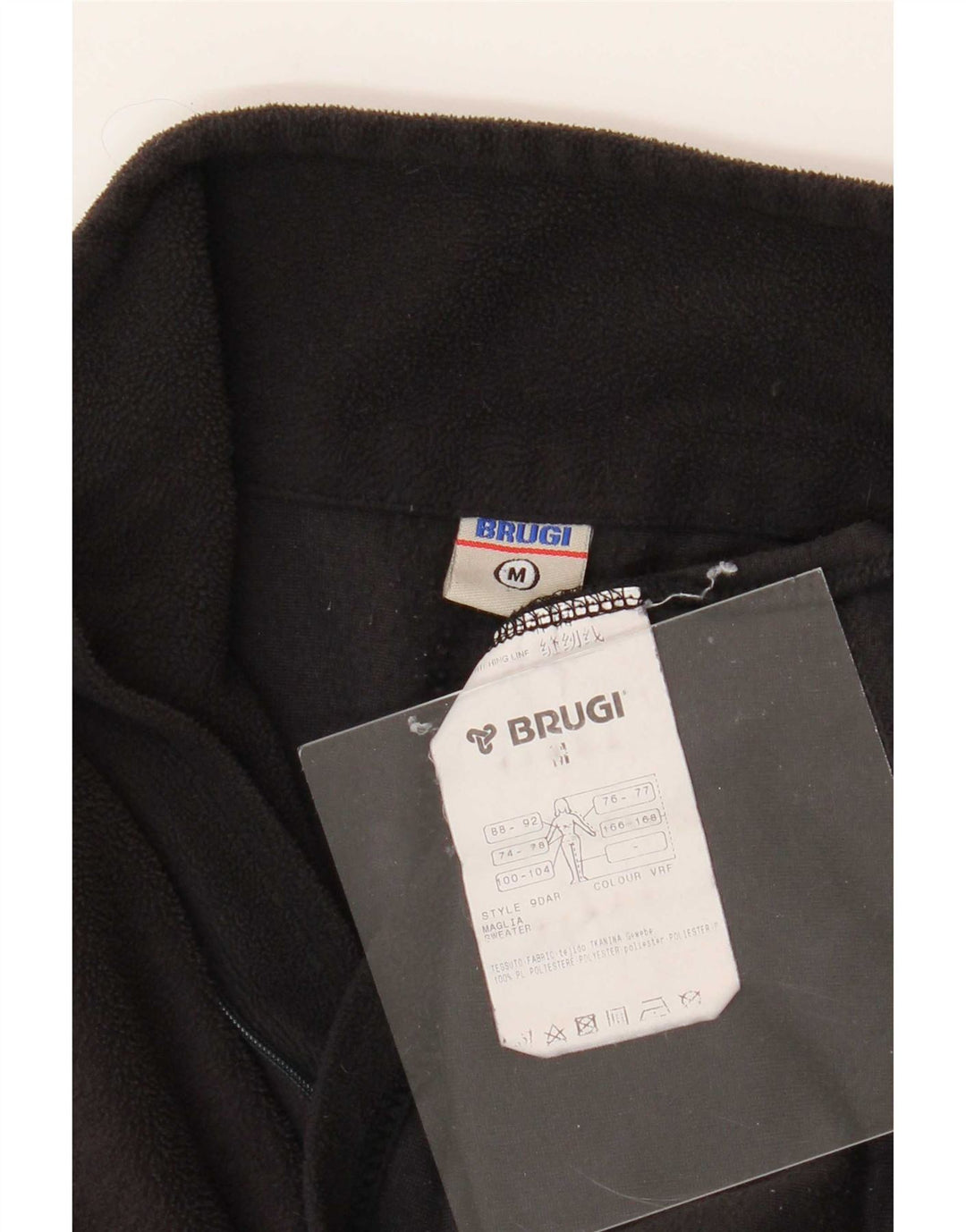Suéter de lã feminino Brugi com zíper e gola UK 14 poliéster preto médio