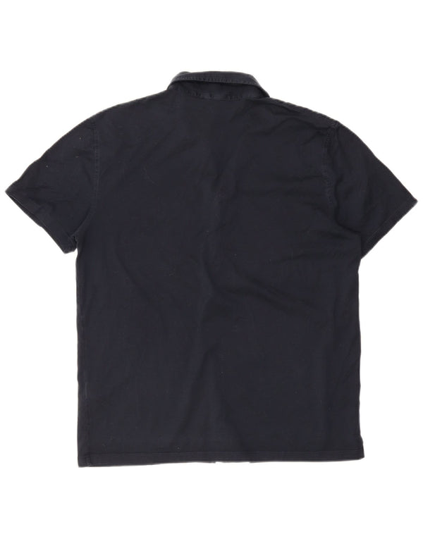 Camisa masculina de manga curta Reiss XL azul marinho algodão