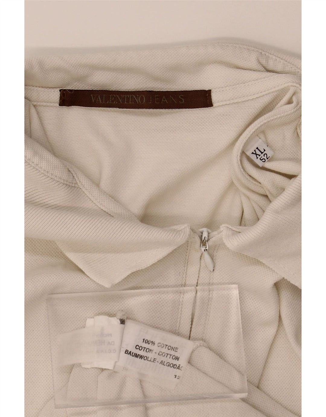 VALENTINO JEANS Mens Polo Shirt XL Off White Cotton Vintage Valentino Jeans and Second-Hand Valentino Jeans from Messina Hembry 