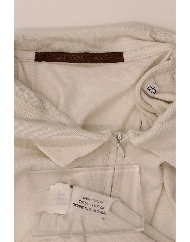 VALENTINO JEANS Mens Polo Shirt XL Off White Cotton Vintage Valentino Jeans and Second-Hand Valentino Jeans from Messina Hembry 