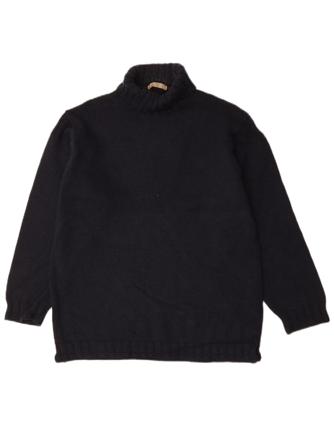 Suéter masculino Marks & Spencer com gola redonda, lã azul marinho médio