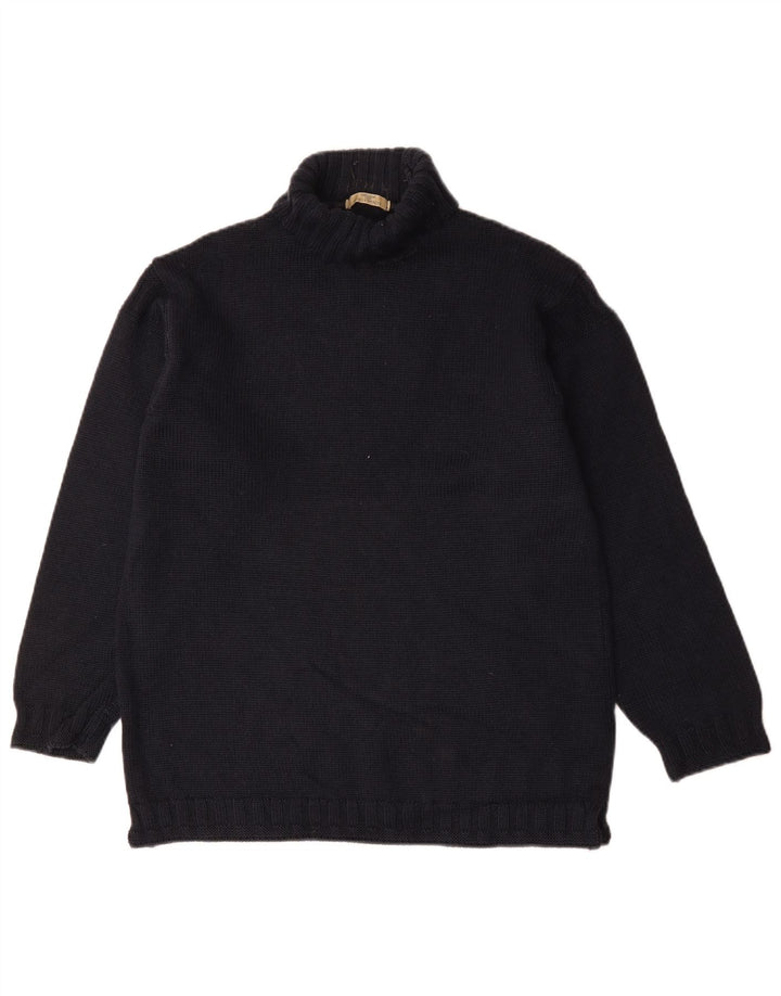 Suéter masculino Marks & Spencer com gola redonda, lã azul marinho médio