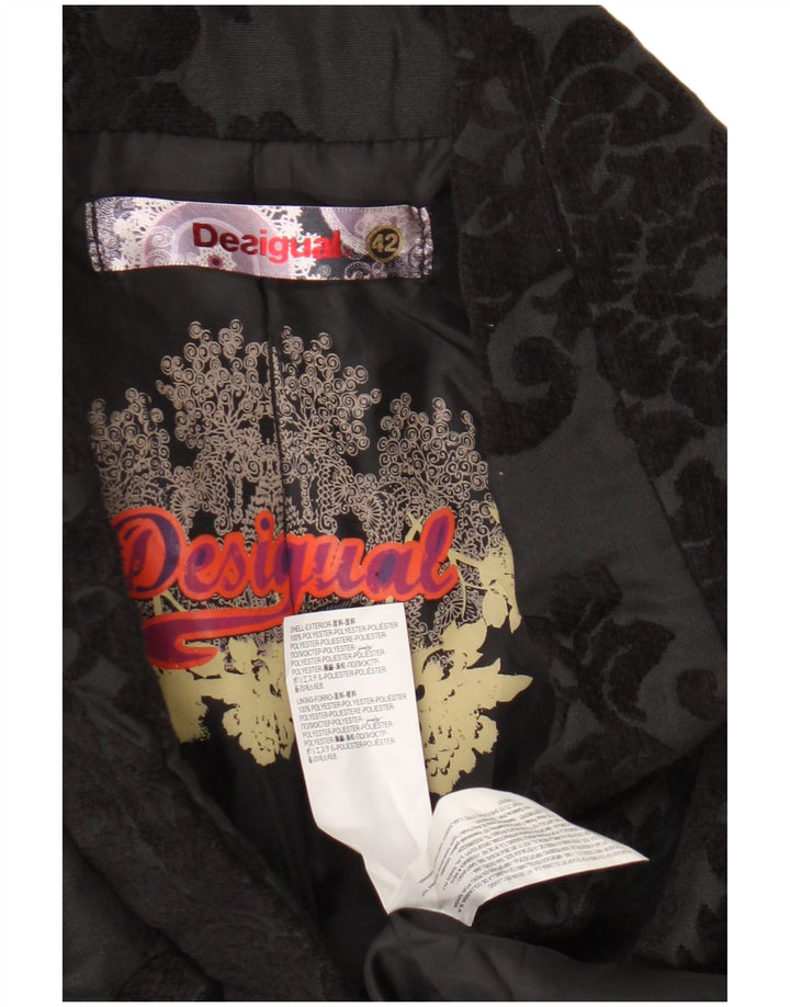 Sobretudo feminino Desigual EU 42 grande poliéster floral preto