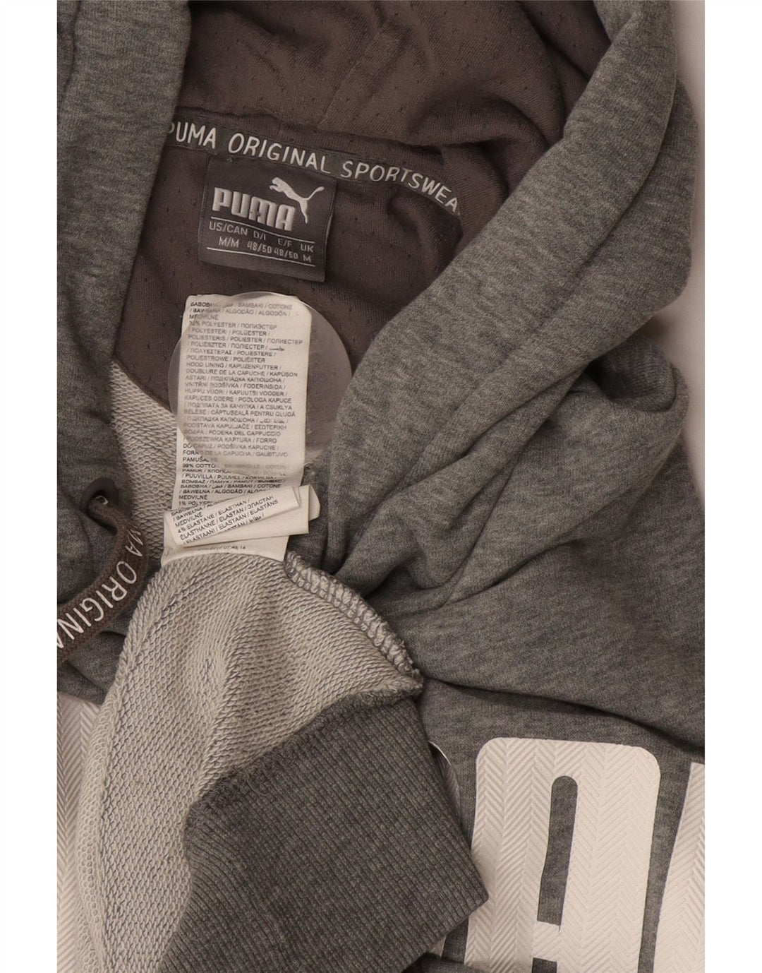 Puma Mens Graphic Hoodie Jumper Médio Algodão Cinza