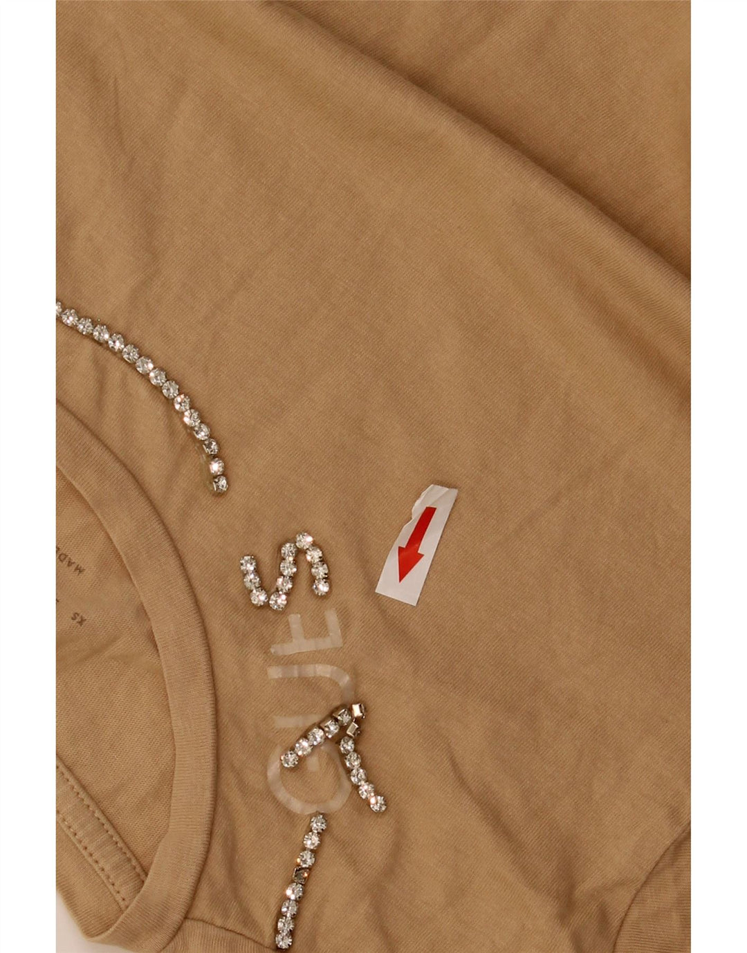 Camiseta feminina Guess UK 12 algodão bege médio