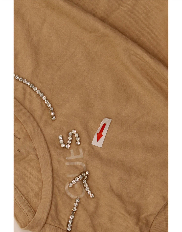 Camiseta feminina Guess UK 12 algodão bege médio