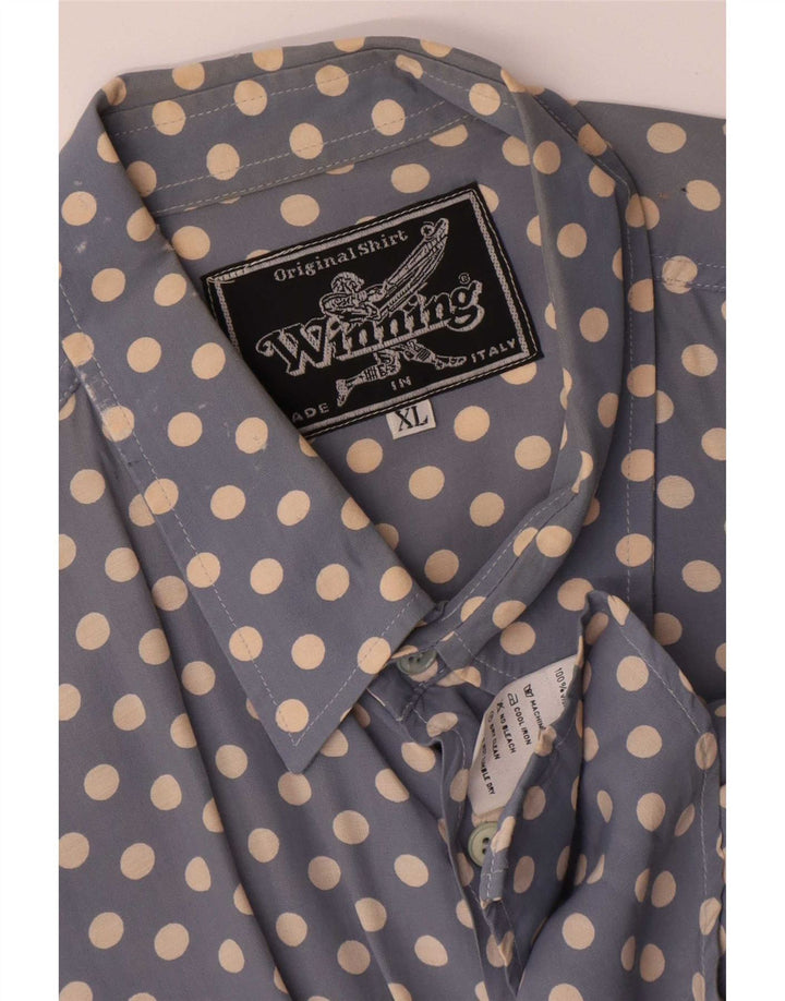 Camisa masculina vintage XL azul bolinhas viscose