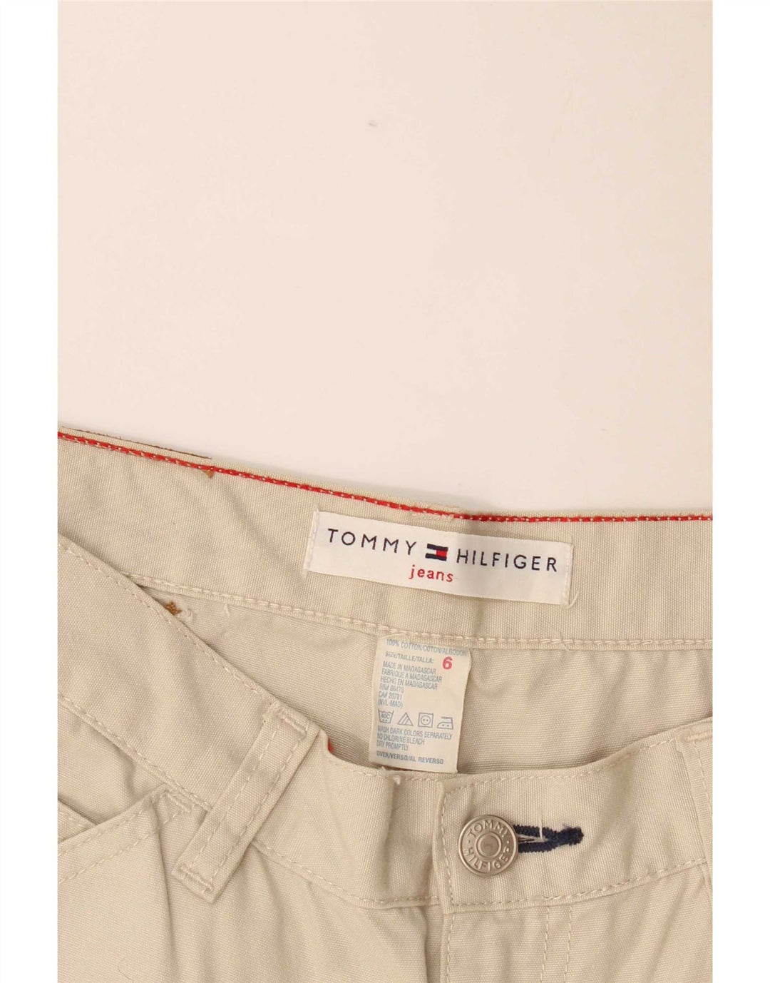 Calças Cargo Cropped Feminina Tommy Hilfiger EUA 6 Médio W28 L24 Branco