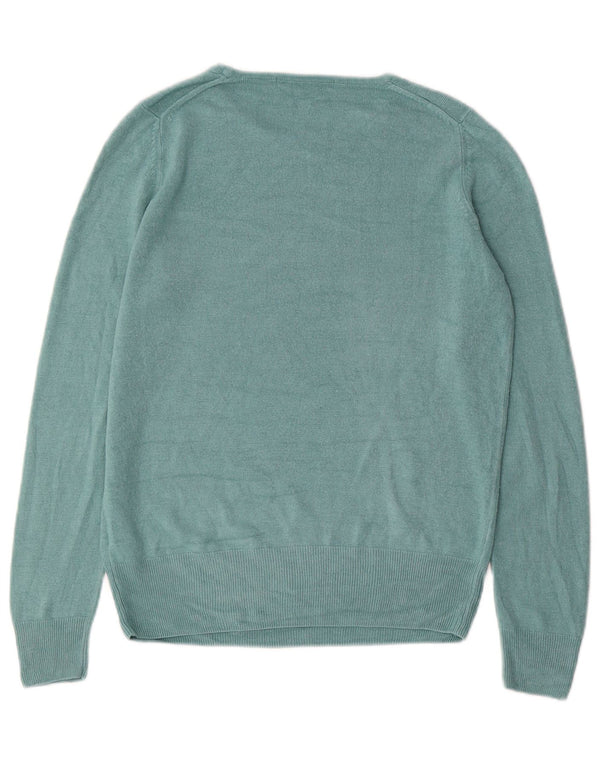 Suéter feminino Marks & Spencer com gola canoa e acrílico azul pequeno Reino Unido 10