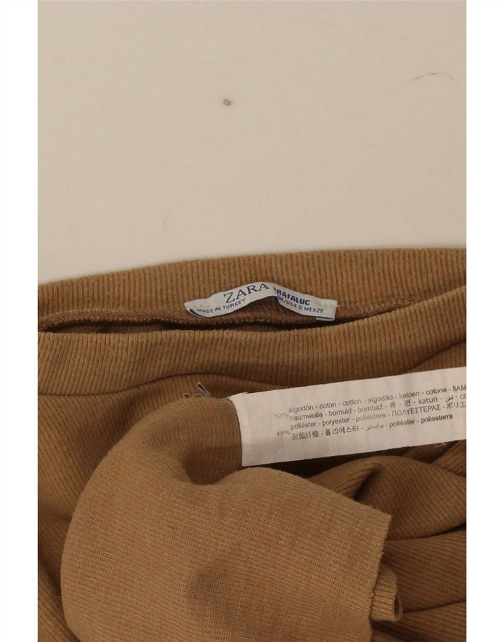 Zara Womens Trafaluc Oversized Crop Top Pequeno Algodão Marrom