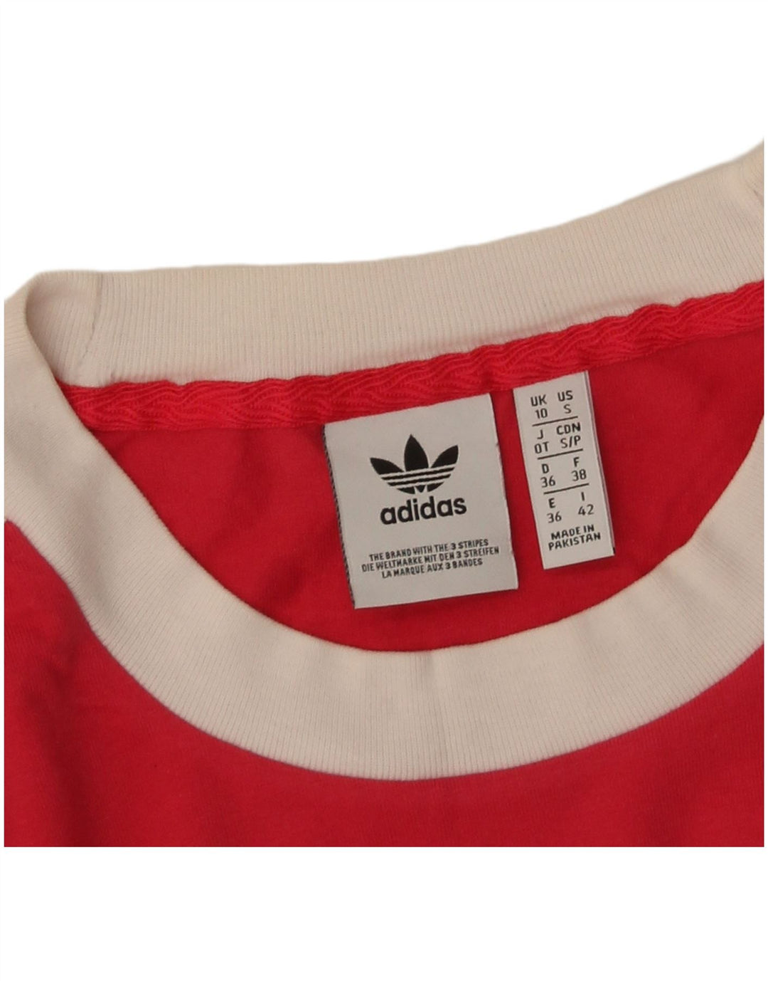 Top Feminino Adidas Manga Longa UK 10 Pequeno Colorblock Vermelho