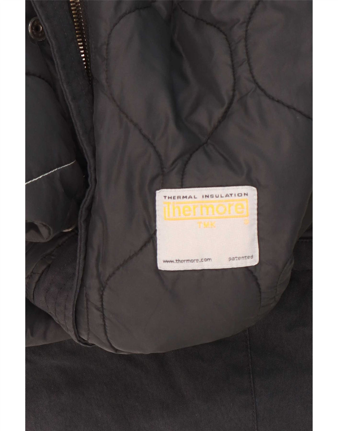 Jaqueta parka feminina vintage com capuz UK 14 poliamida preta média
