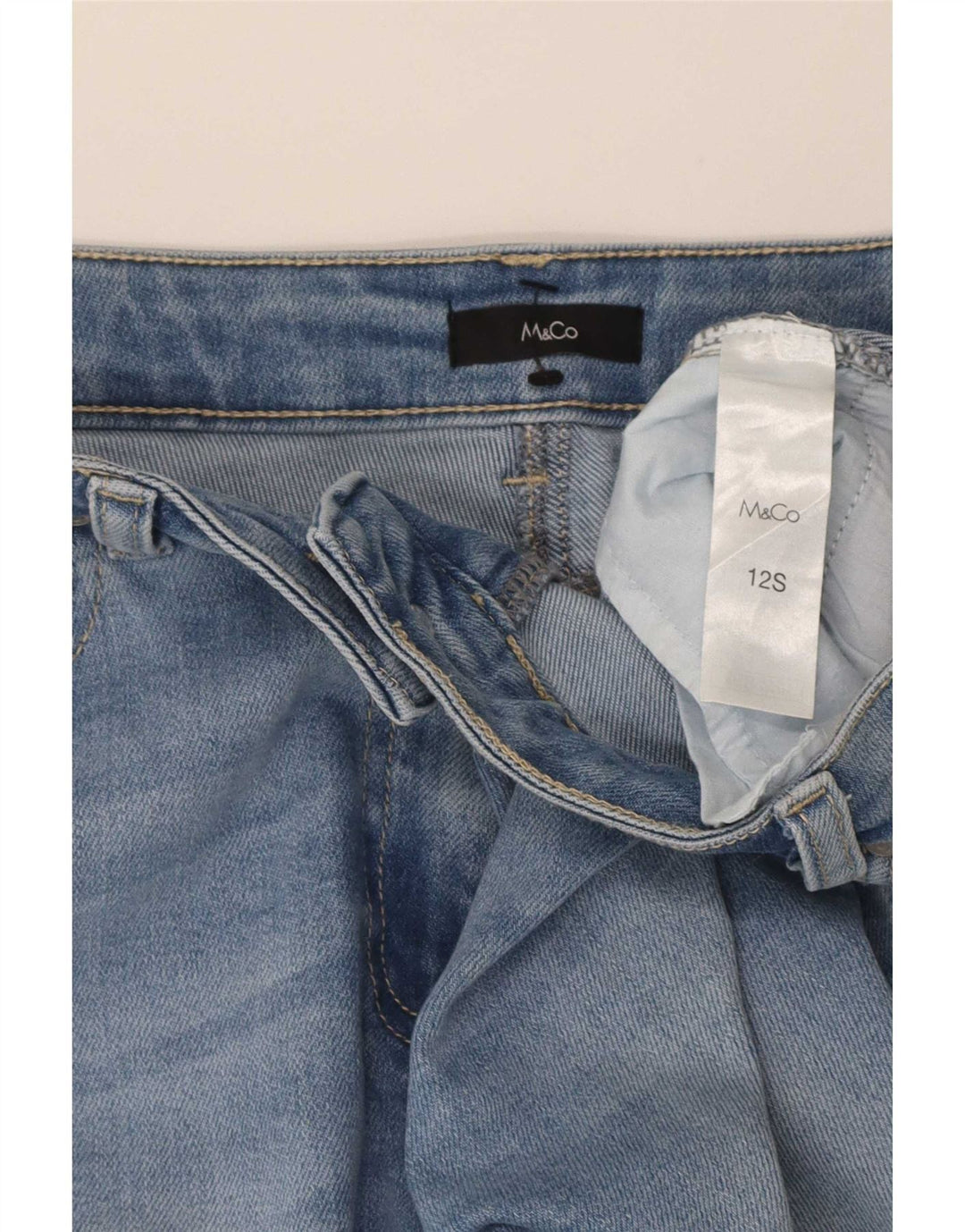 M&Co Jeans Slim Feminino UK 12 Médio W32 L27 Algodão Azul
