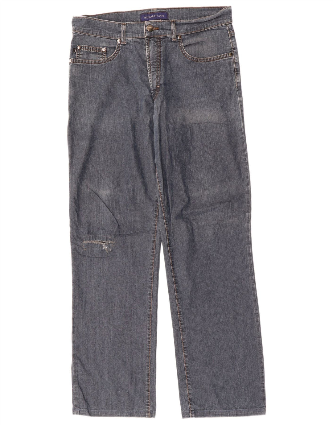 Trussardi Mens Straight Jeans IT 49 Médio W33 L30 Azul Algodão