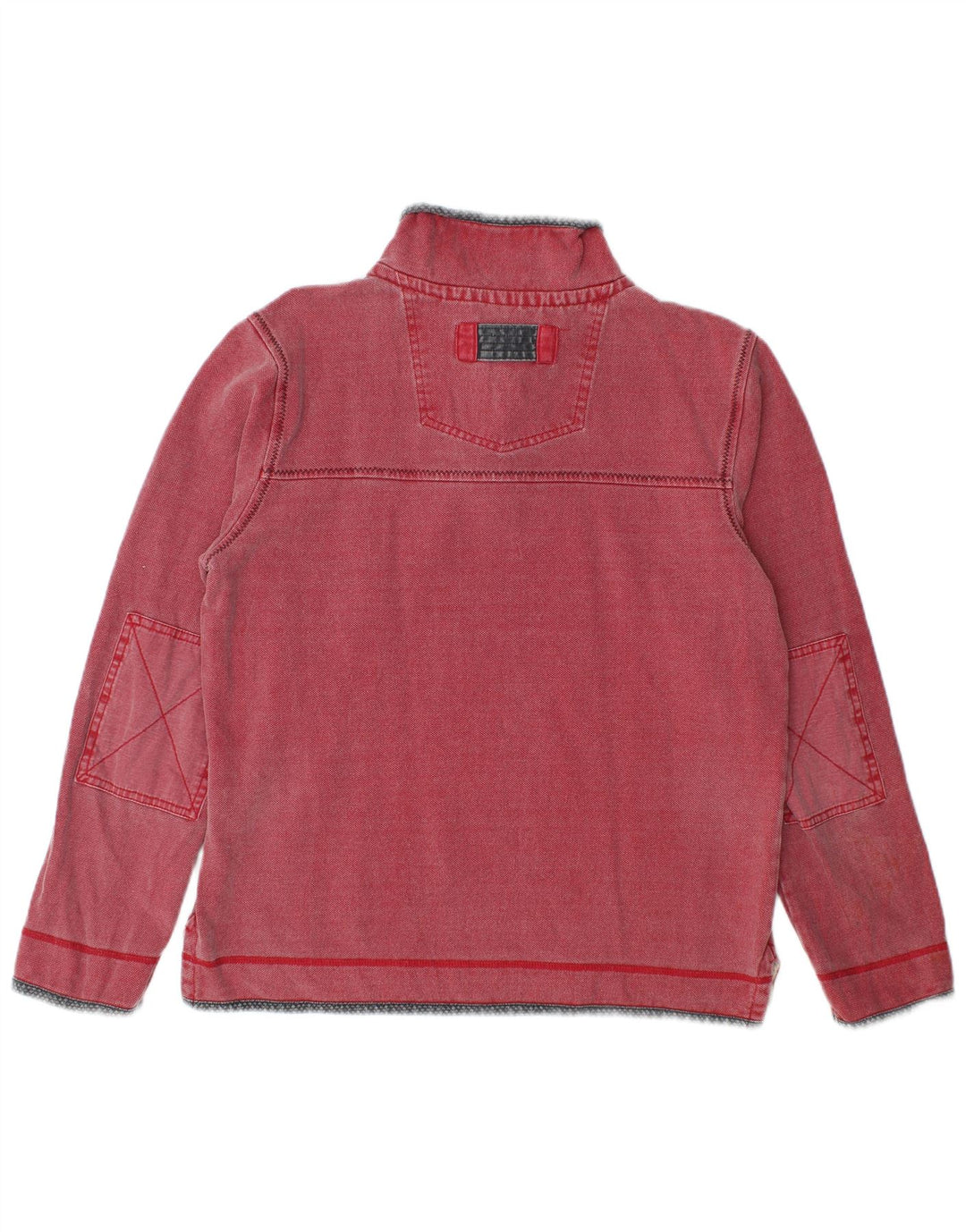 Fat Face Mens Zip Neck Moletom Jumper Pequeno Algodão Vermelho