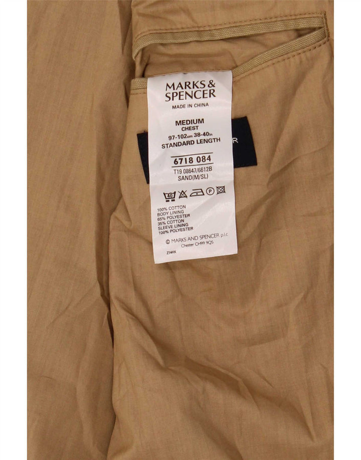Jaqueta blazer masculina de 2 botões Marks & Spencer Reino Unido 38 algodão bege médio