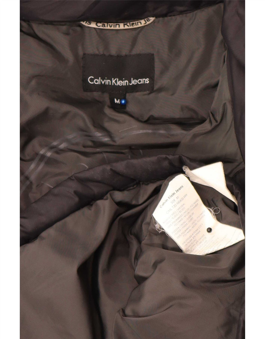 Jaqueta masculina acolchoada com capuz Calvin Klein Jeans Reino Unido 38 poliamida preta média