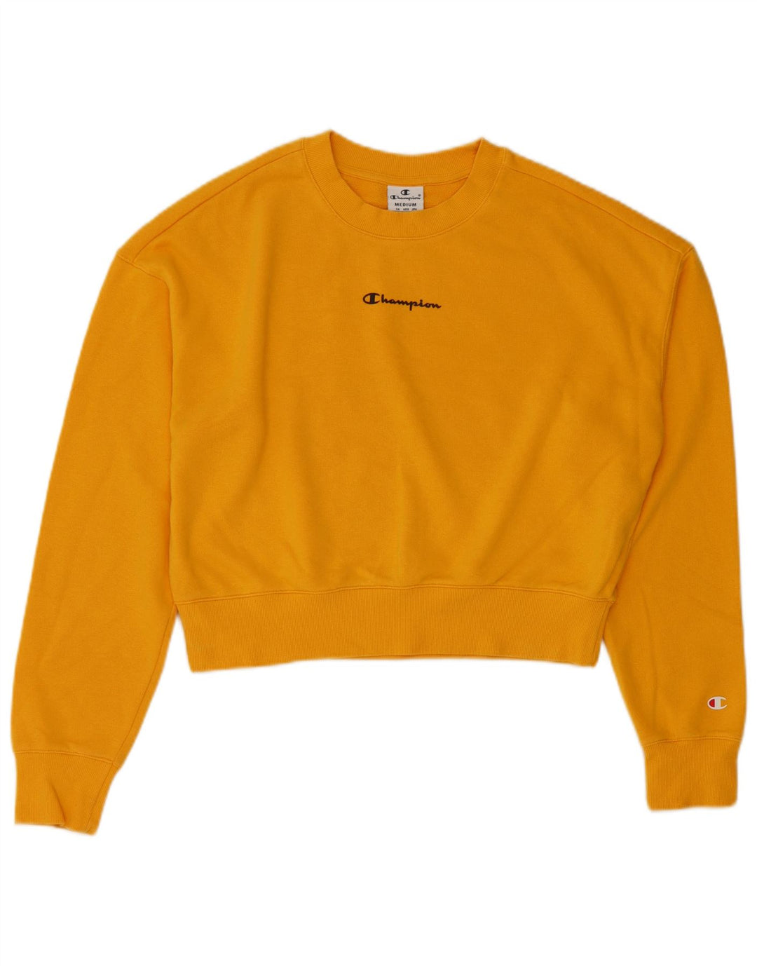 CHAMPION Suéter feminino cropped UK 14 algodão amarelo médio