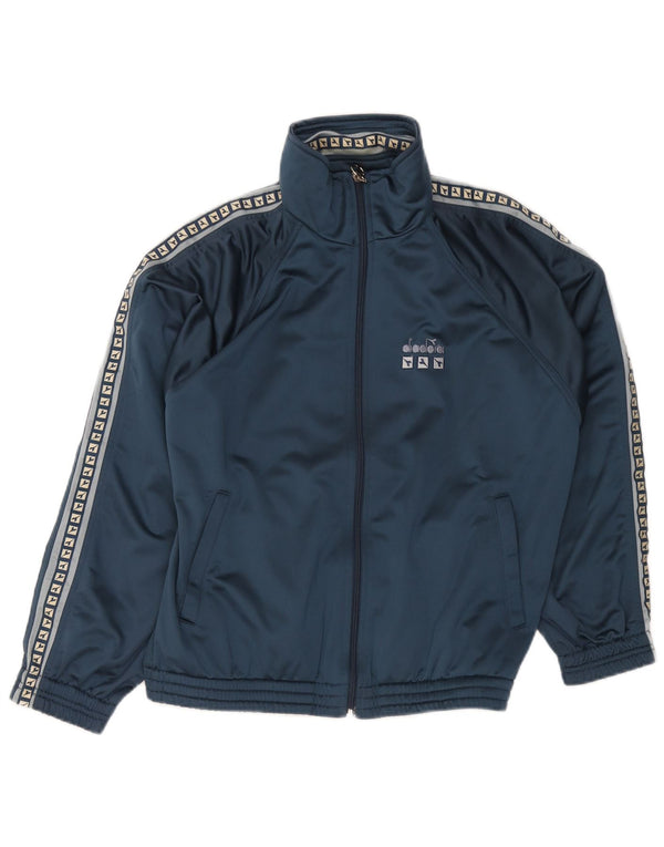 Diadora Mens Graphic Tracksuit Top Jacket UK 38 Poliéster Azul Médio