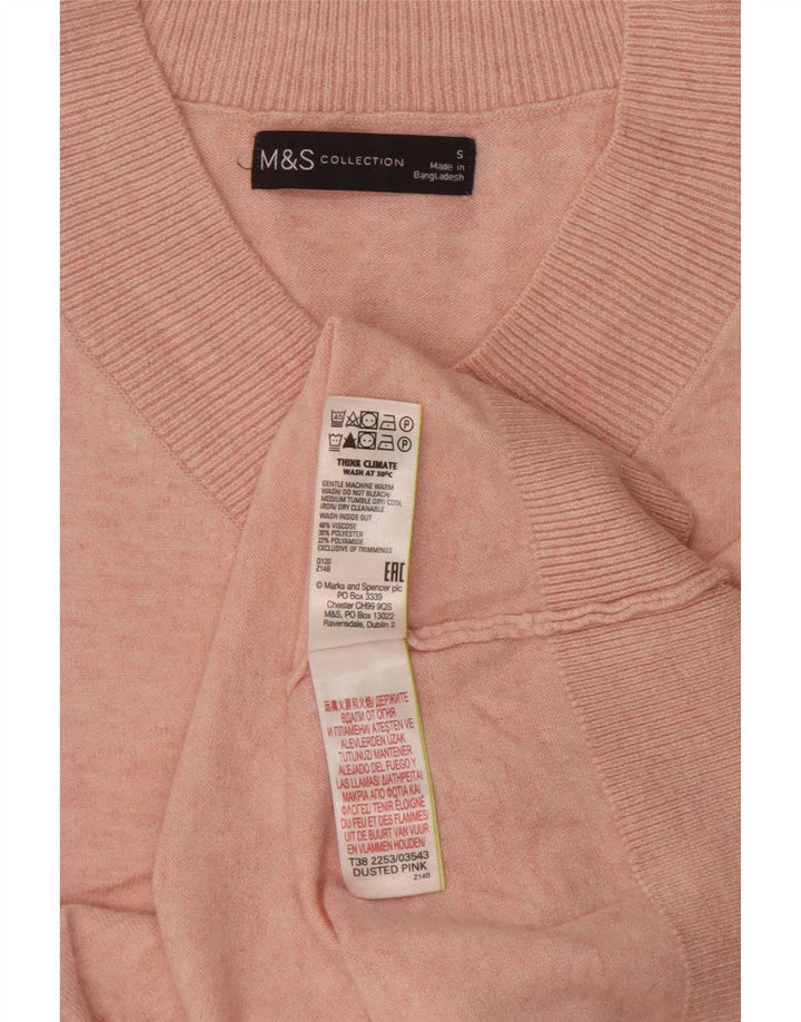 Suéter feminino Marks & Spencer grande com decote em V Reino Unido 10 pequeno rosa