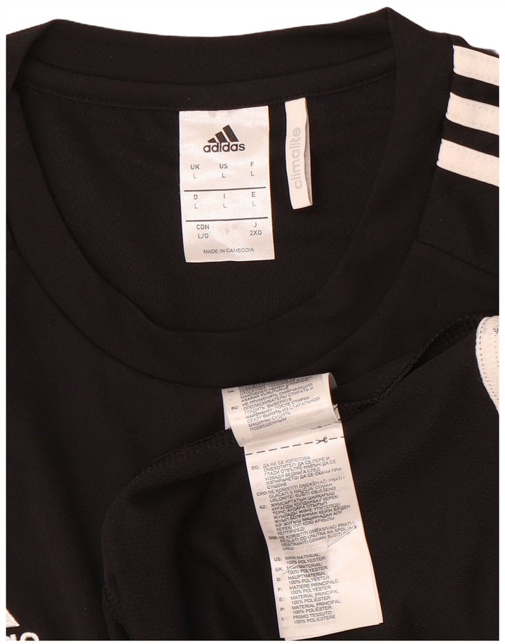 Adidas Mens Climalite Camiseta Top Grande Preto Colorblock Poliéster
