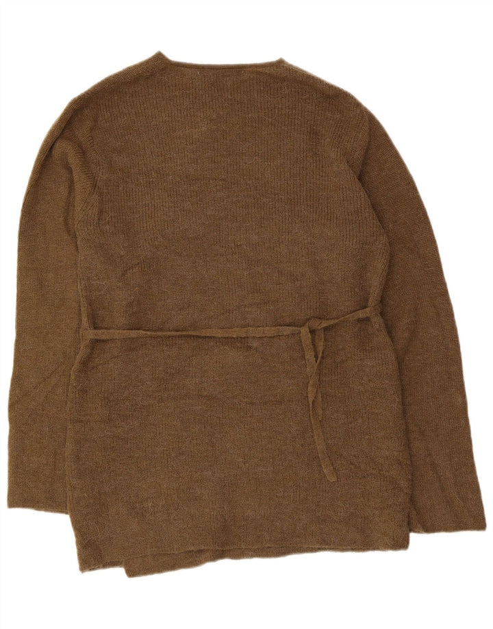 Suéter cardigã feminino Zara UK 10 pequeno cáqui poliamida