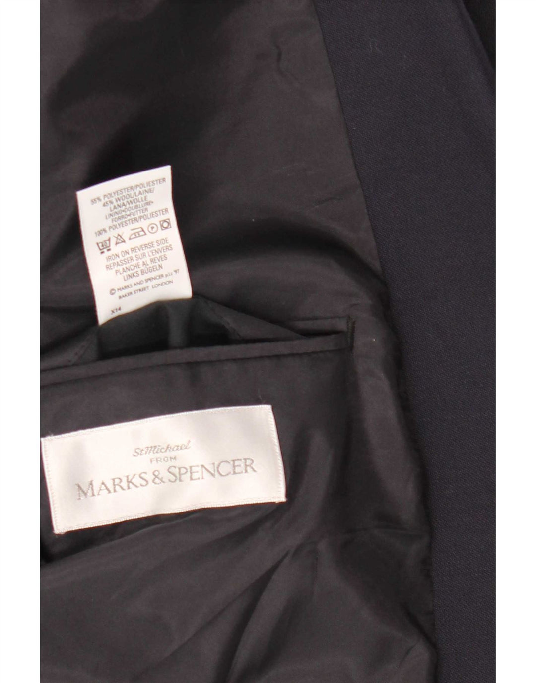 Jaqueta blazer masculina de 2 botões Marks & Spencer Reino Unido 38 azul marinho médio