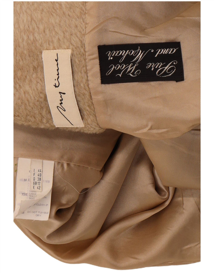 Sobretudo feminino vintage de grandes dimensões UK 12 lã bege médio