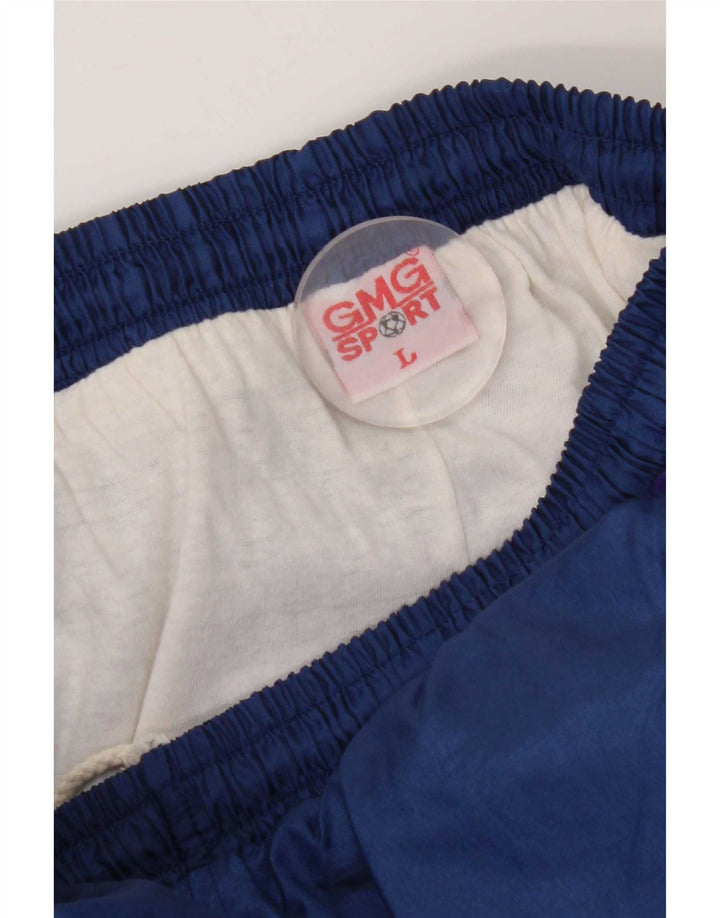Calça de treino masculina vintage joggers grande poliéster azul marinho