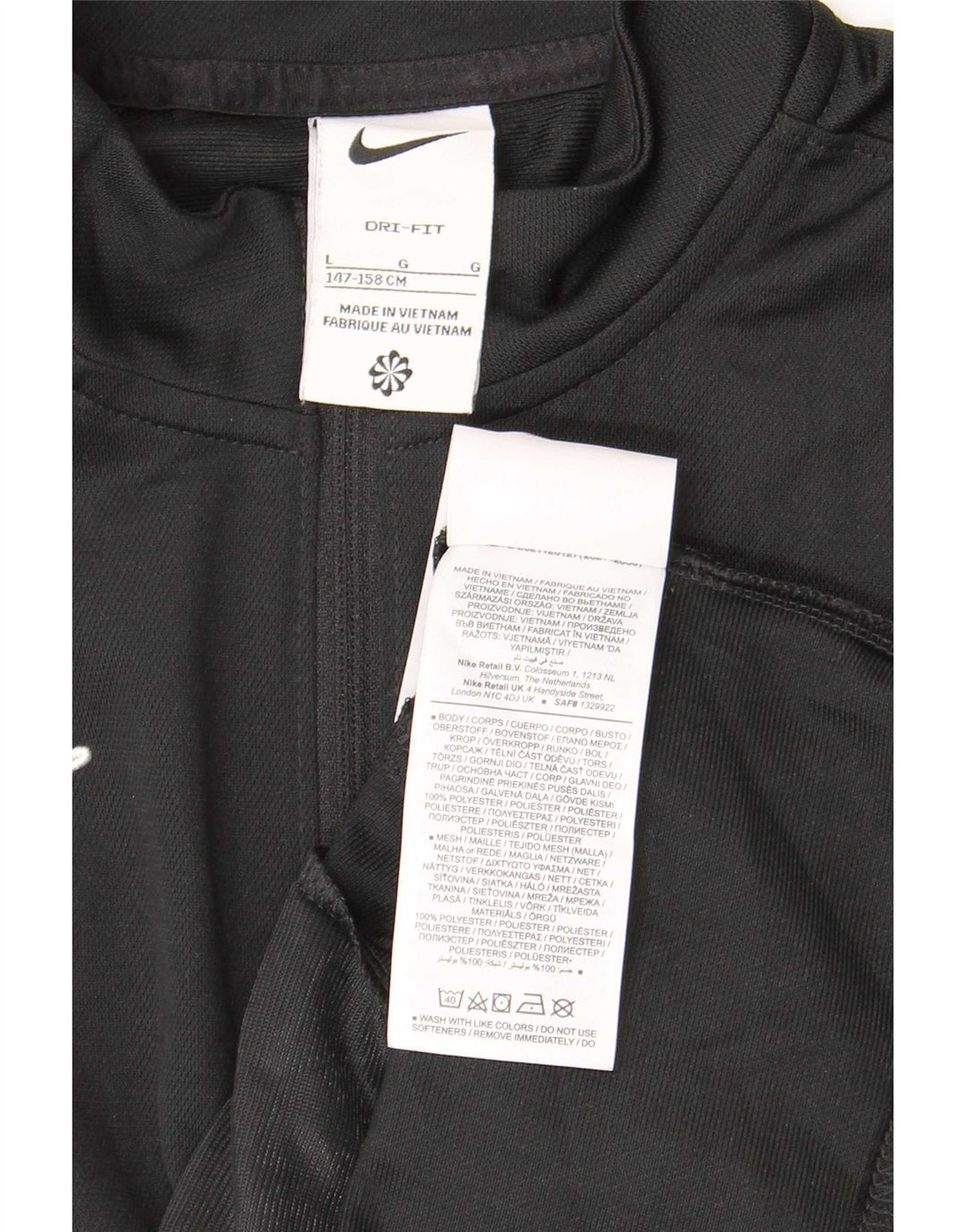 Jaqueta Nike Boys Dri Fit Tracksuit 12-13 anos grande poliéster preto