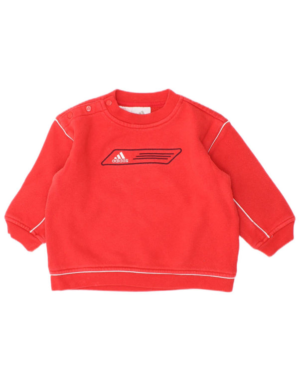 Suéter Adidas Baby Boys com gola redonda e botão gráfico 9-12 meses vermelho